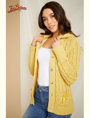 joe browns chunky cable knit hooded cardigan