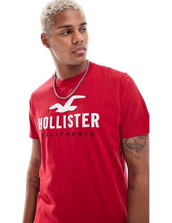 Hollister tech logo stripe t-shirt in pink