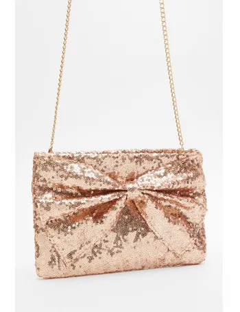 Quiz rose gold sales clutch bag