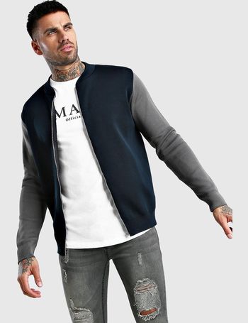 colour block half skeleton varsity bomber