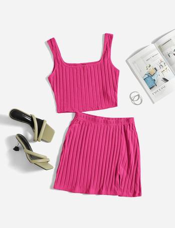 SHEIN Pink Mini Skirt And Bralette Set UK XS – Reliked