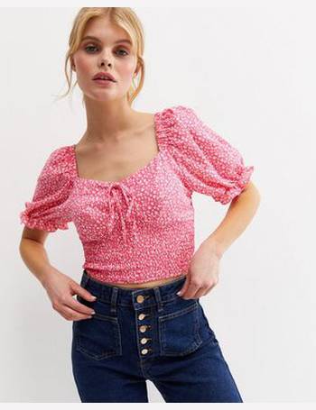 Cameo Rose Pink Gingham Shirred Peplum Top New Look, Compare