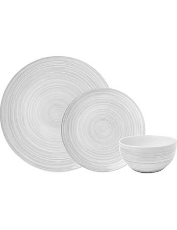 Porcelain Sabichi Watercolour Heart 12pc White & Grey Dinner Set