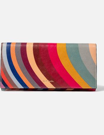 PAUL SMITH Womens Crossover Medium swirl multi stripe Leather Zip Around  PURSE 5057846841286