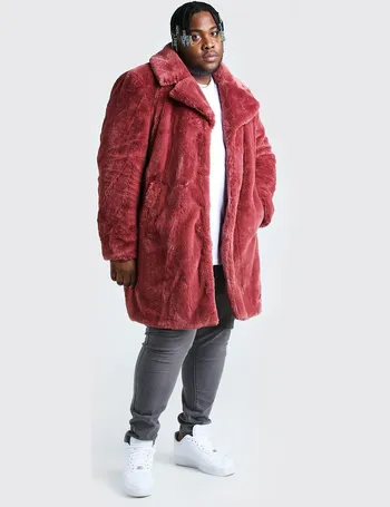 mens red faux fur jacket