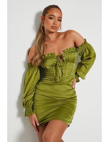 Green Satin Pleated Bust Corset