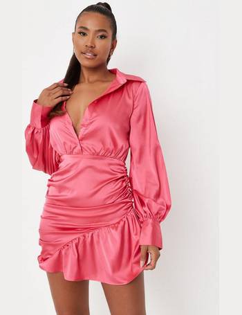 Missguided Petite Hot Pink Stretch Satin Bodycon Mini Dress - ShopStyle
