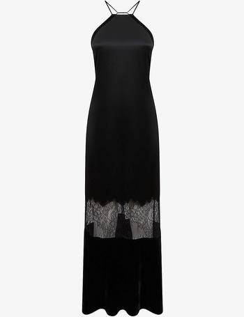 REISS Elie Lace Overlay Slim Fit Dress in Navy/nude