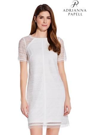 Shop Adrianna Papell Women s White Lace Dresses up to 80 Off