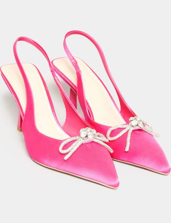 Hot Pink Asymmetrical Block Heel Sandal In Wide E Fit & Extra Fit EEE Fit