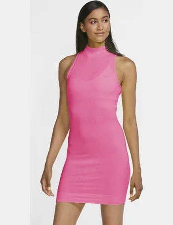 nike air seamless high neck monogram dress in pink