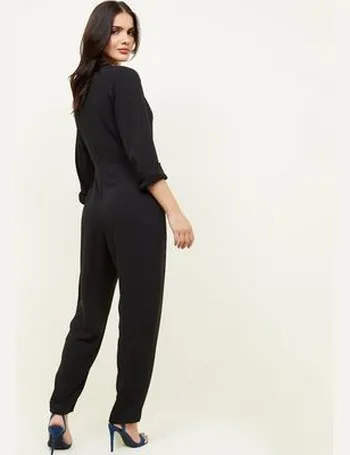 Petite Black Bandeau Belted Jumpsuit