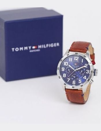 tommy hilfiger decker leather watch 48m