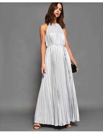 ted baker silver pleated dress