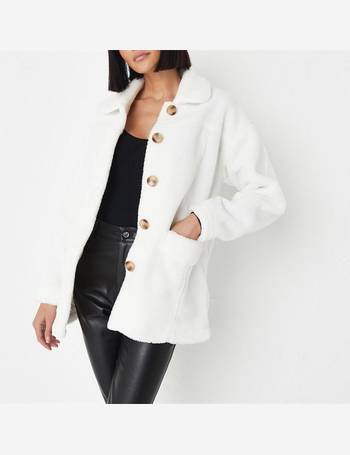Missguided Petite Chevron Maxi Puffer Jacket In Ecru-White for Women