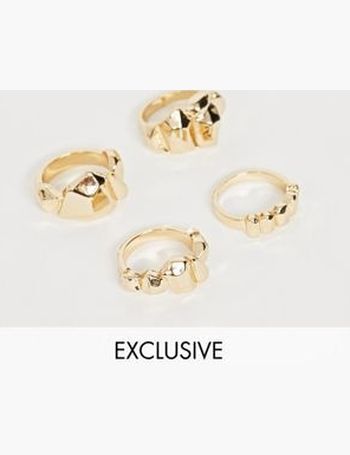 Monki 4 pack plastic rings in multi