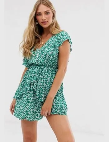 stradivarius green floral dress