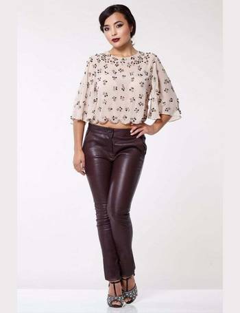 Lipsy leatherlook moto jegging in black  ASOS