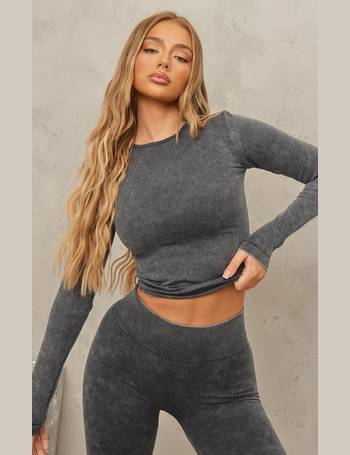 PRETTYLITTLETHING Black Contour Seamless Long Sleeve Top