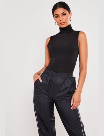 Missguided sleeveless wrap bodysuit in black satin