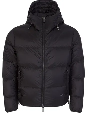 emporio armani black jacquard puffer jacket