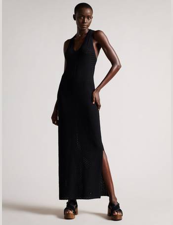 ted baker black trishna pleat detail maxi dress