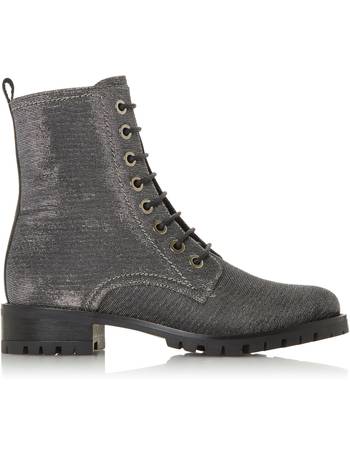 dune silver ankle boots