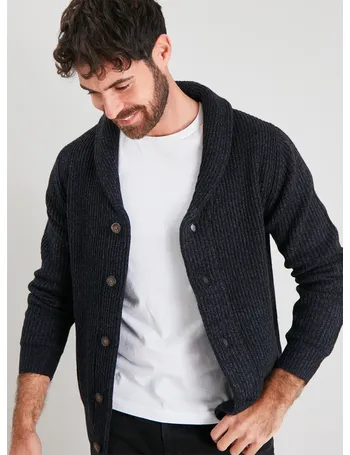 mens navy blue shawl collar cardigan