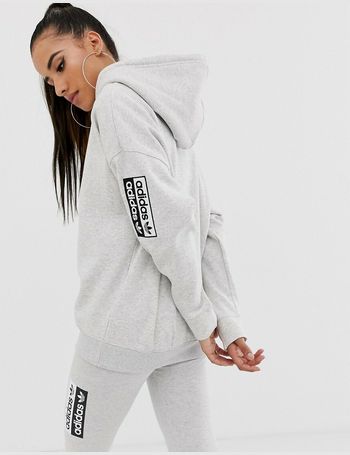 adidas originals ryv longline hoodie in grey