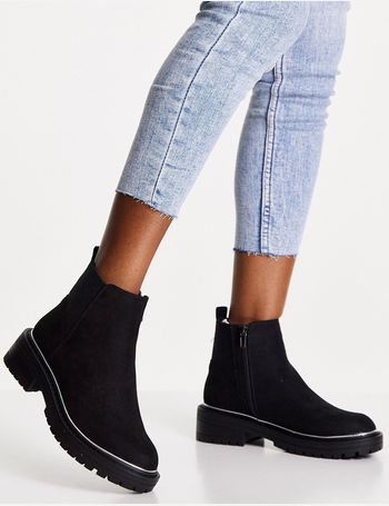 new look suedette flat chelsea boots in black