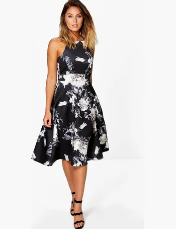 boohoo floral pleated skater dress