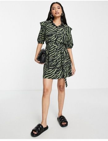 Topshop green zebra hot sale print dress