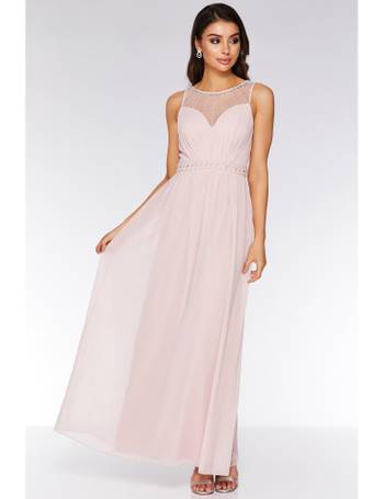 quiz pink chiffon embellished maxi dress