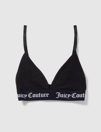Juicy Couture co-ord velvet triangle bra with logo in black