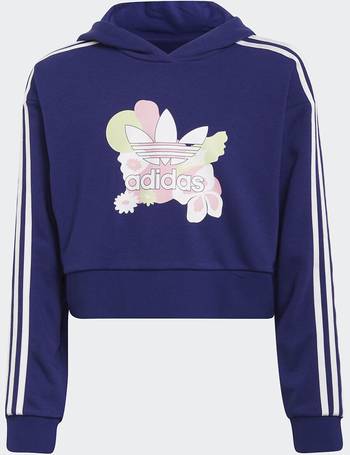 adidas mixed print cropped logo hoodie