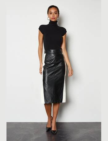 Metallic Faux Leather Midi Skirt | Karen Millen