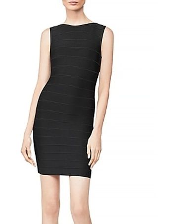 Hervé Léger Icon One-Shoulder Midi Sheath Dress