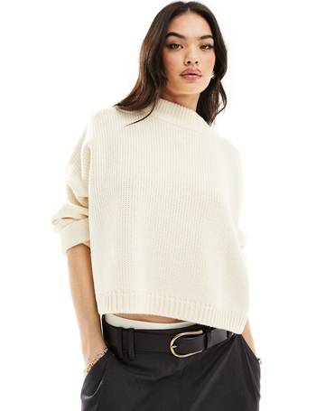 ASOS DESIGN pointelle knit slim fit cardigan with bow ribbon in ecru