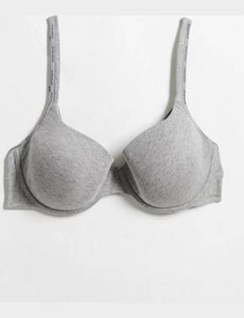Women'secret ribbed cotton strappy seamless bralette in grey