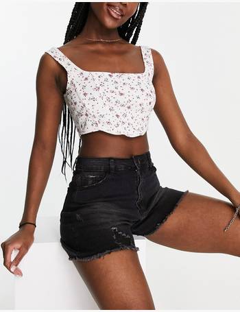 In The Style x Olivia Bowen Exclusive cut off denim longline