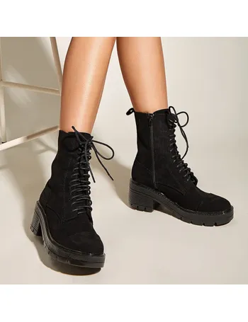 minimalist lace up decor mid calf boots