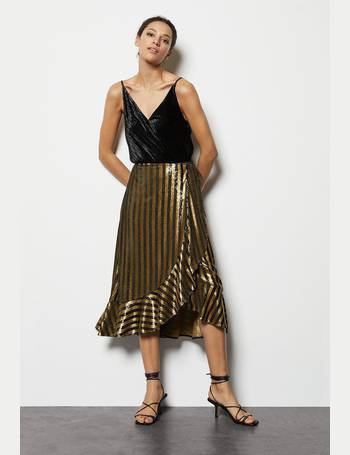 Tailored Metallic Full Midi Skirt | Karen Millen
