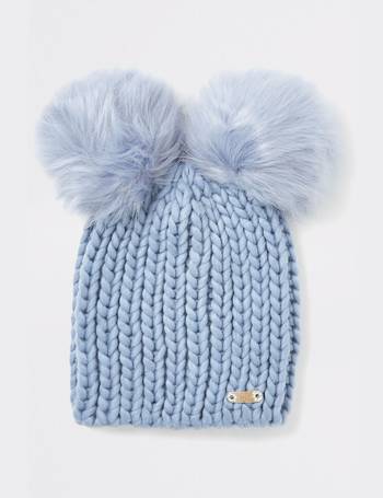 river island double pom pom hat