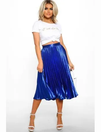 Walking goddess silver clearance metallic pleated midi skirt