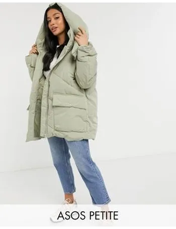 sage peach skin oversized hooded puffer