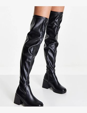 raid lennyo knee high boots in black leather look