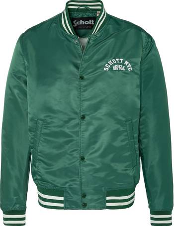 Green Flap-pocket recycled-fibre bomber jacket, Schott NYC