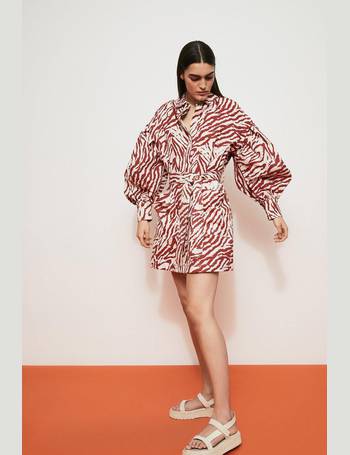 Printed silk-twill mini shirt dress