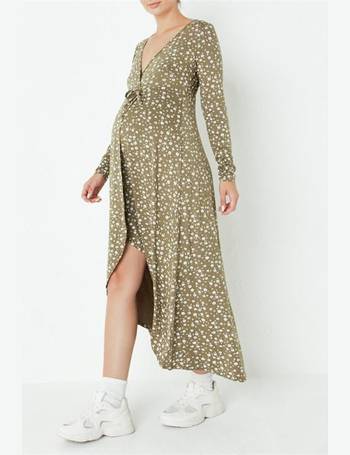 Missguided high low wrap best sale front midi tea dress