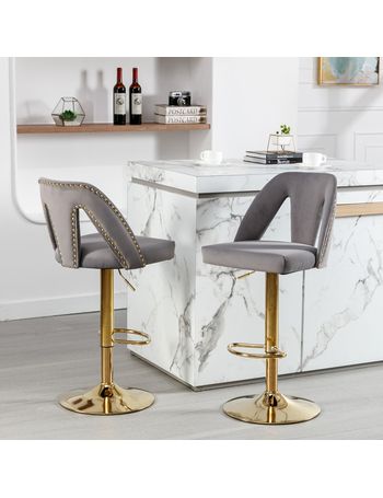 Newbury bar cheap stool grey velvet